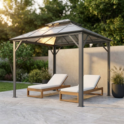 Danxia 7 Ft. X 9 Ft. Grey Cabana Steel Framed Gazebo