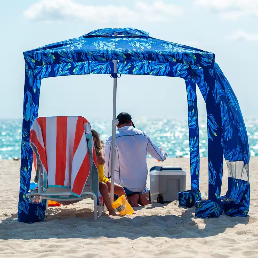 6.2 Ft. X 6.2 Ft. Beach Cabana Canopy Tent Easy-Setup Canopy with Sidewall for Ultimate Sun Protection