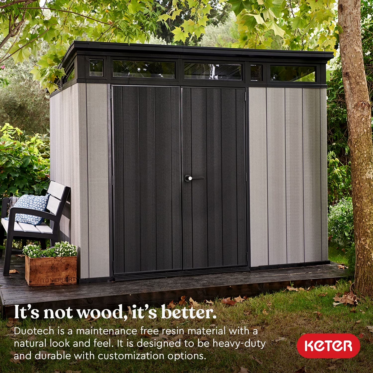 Artisan 9X7 Foot Large Outdoor Shed & Floor W/Modern Design, Grey