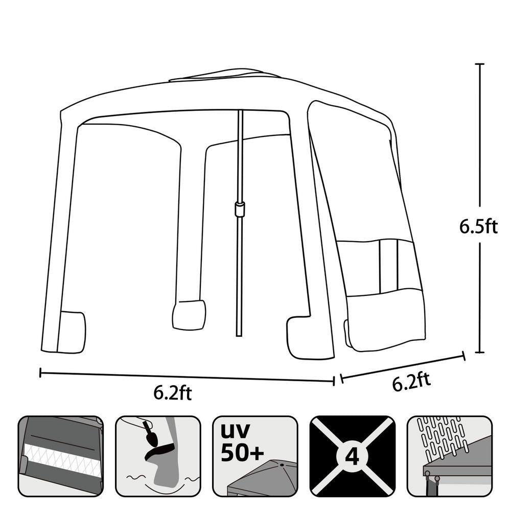 6.2 Ft. X 6.2 Ft. Beach Cabana Canopy Tent Easy-Setup Canopy with Sidewall for Ultimate Sun Protection