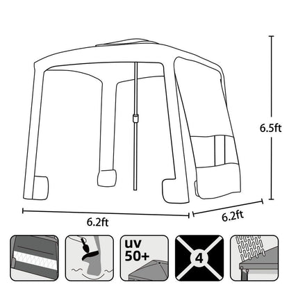 6.2 Ft. X 6.2 Ft. Beach Cabana Canopy Tent Easy-Setup Canopy with Sidewall for Ultimate Sun Protection