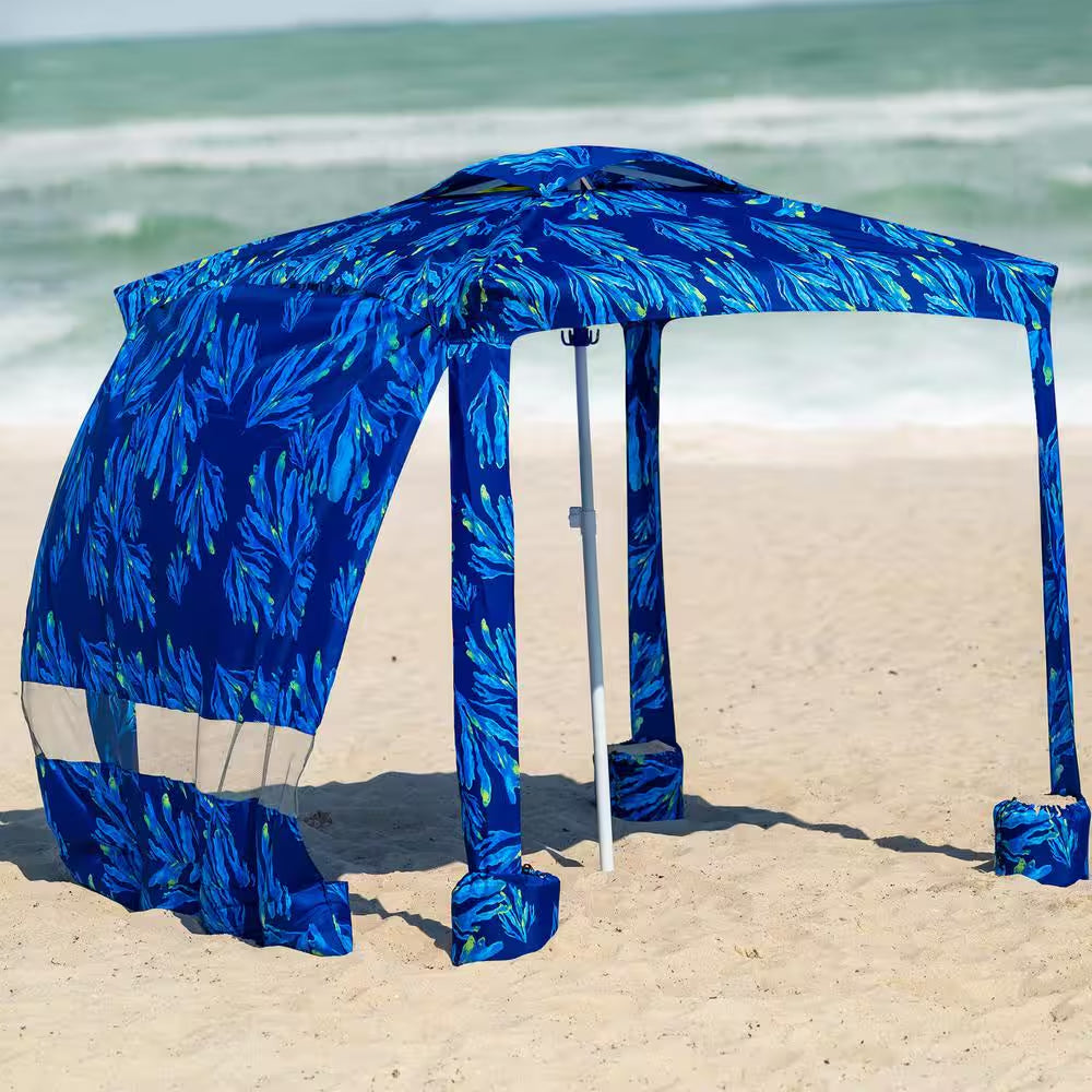 6.2 Ft. X 6.2 Ft. Beach Cabana Canopy Tent Easy-Setup Canopy with Sidewall for Ultimate Sun Protection