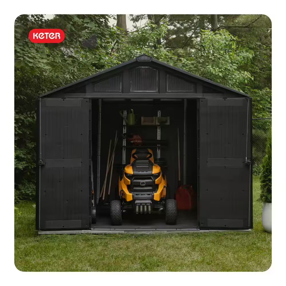 Stronghold 2.0 10 Ft. W X 8 Ft. D Resin Plastic Shed with Floor (74 Sq. Ft.) in Grey