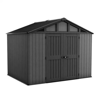Stronghold 2.0 10 Ft. W X 8 Ft. D Resin Plastic Shed with Floor (74 Sq. Ft.) in Grey