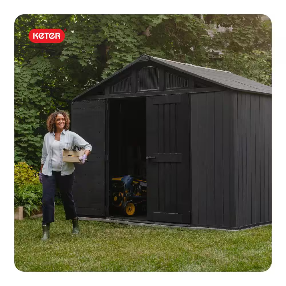Stronghold 2.0 10 Ft. W X 8 Ft. D Resin Plastic Shed with Floor (74 Sq. Ft.) in Grey