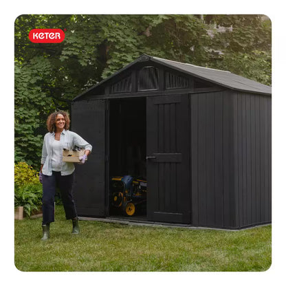 Stronghold 2.0 10 Ft. W X 8 Ft. D Resin Plastic Shed with Floor (74 Sq. Ft.) in Grey