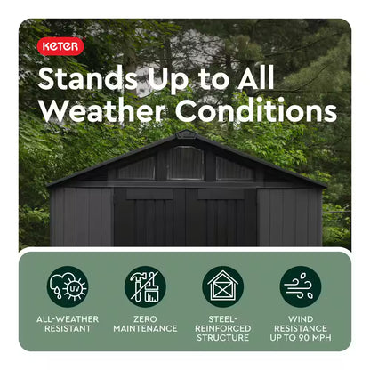 Stronghold 2.0 10 Ft. W X 8 Ft. D Resin Plastic Shed with Floor (74 Sq. Ft.) in Grey