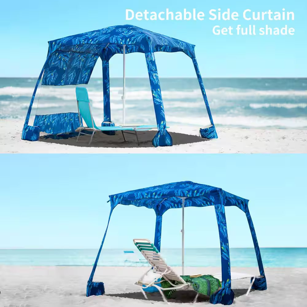 6.2 Ft. X 6.2 Ft. Beach Cabana Canopy Tent Easy-Setup Canopy with Sidewall for Ultimate Sun Protection