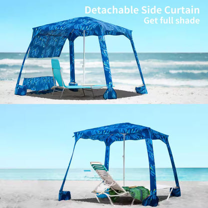 6.2 Ft. X 6.2 Ft. Beach Cabana Canopy Tent Easy-Setup Canopy with Sidewall for Ultimate Sun Protection