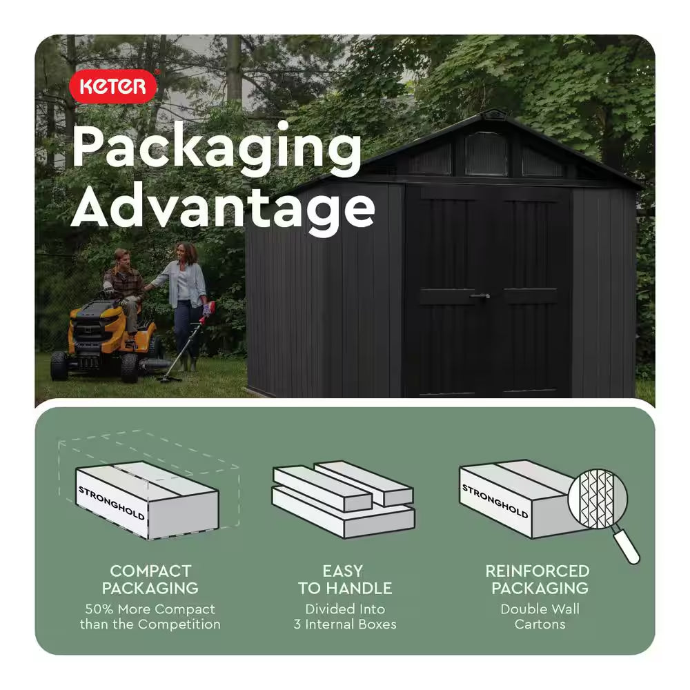 Stronghold 2.0 10 Ft. W X 8 Ft. D Resin Plastic Shed with Floor (74 Sq. Ft.) in Grey