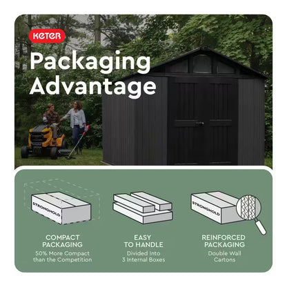 Stronghold 2.0 10 Ft. W X 8 Ft. D Resin Plastic Shed with Floor (74 Sq. Ft.) in Grey