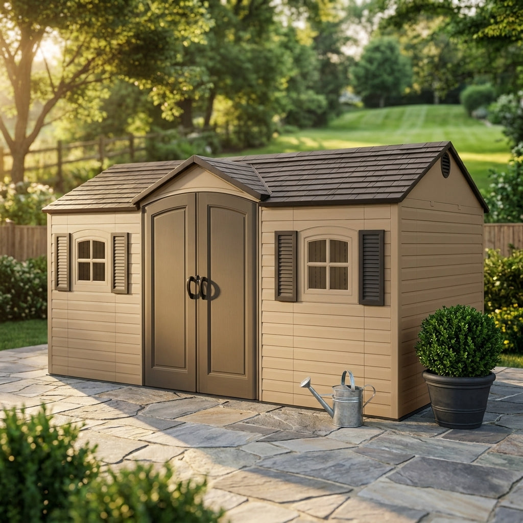 15 Ft. X 8 Ft. Resin Outdoor Garden Shed — Studio Shot